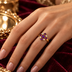 Pre Owned 9ct Amethyst and Pearl Ring ZC127